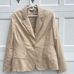 70S I.e  beige/ natural tan striped seersucker blazer NWT