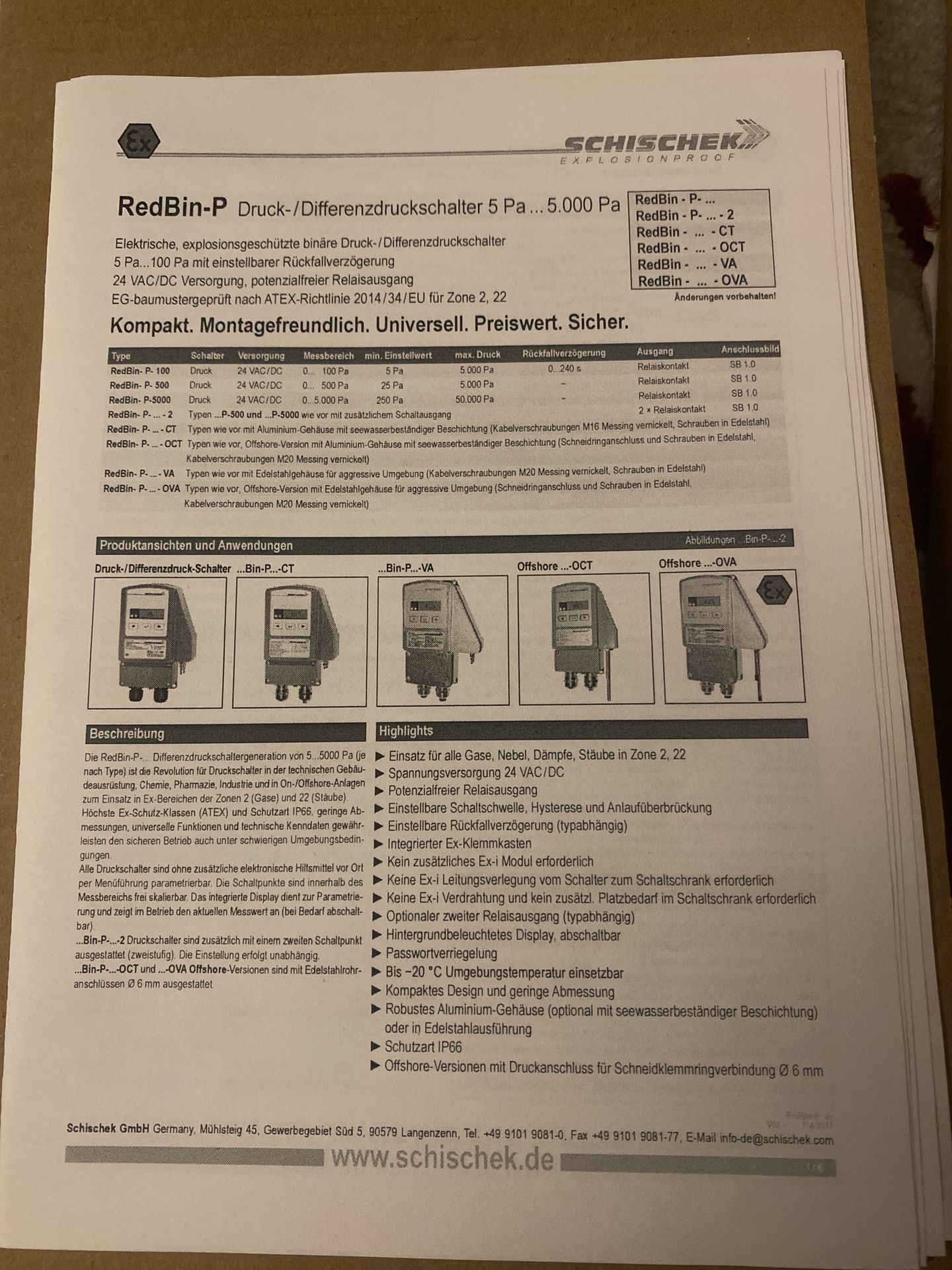 Schischek RedCos-P-100 Explosion Proof Differential Pressure Transmitter