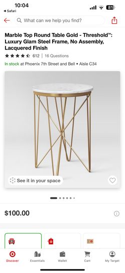 Marble Top End Table