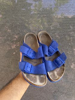 Birkenstock Arizona Suede Leather Sandals in Ultra Blue