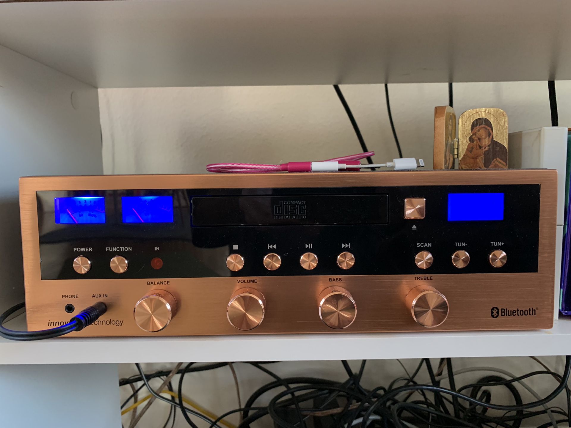 Rose Gold CD stereo bluetooth system