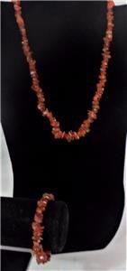 CARNELIAN CHALCEDONY BAROQUE NECKLACE & BRACELET SET NECKLACE 19" 8" BRACELET