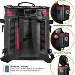 36 Can Soft Cooler Backpack, Portable Large Waterproof Insulated Camping Soft Sided Cooler Bag with Leakproof Zipper & Duraflex Buckles, Keeps Ice Col