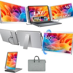 14" Triple Laptop Screen Extender, FHD 1200P 16:10 IPS Monitor for 12–16'Laptops