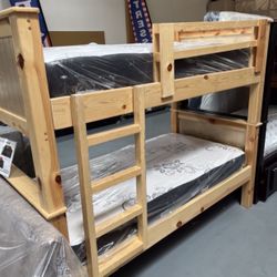 Twin-Twin Bunk Bed With Mattress Included 