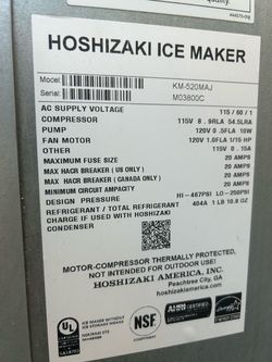 Hoshizaki ice machine KM520MAJ