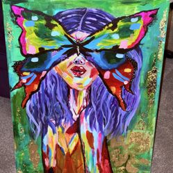 Girl Butterfly Abstract Painting (inspired) 