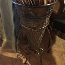 Dried Arrangement In Metal Vase