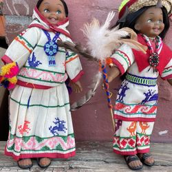 12” Hand Made Vintage Huichol Folk Art Doll Pair; EXCELLENT CONDITION! 