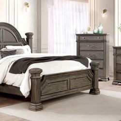 Brand New Grey 4pc Queen Bedroom Set (Available In California & Eastern King)