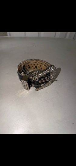 B.B. Simon crystal-studded leather belt
