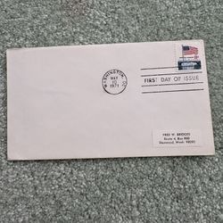 1971 First Day Of Issue Cover Featuring The 8¢ US Flag & White House Stamp #1338G