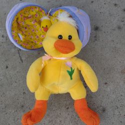 Vintage 2000 PlushLand Baby Chick in Purple Egg Plushy March Of Dimes Duck Plush in Egg 9" Baby Harry III 2003 Plushland Easter