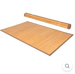 Bamboo Area Rug with Brown Border