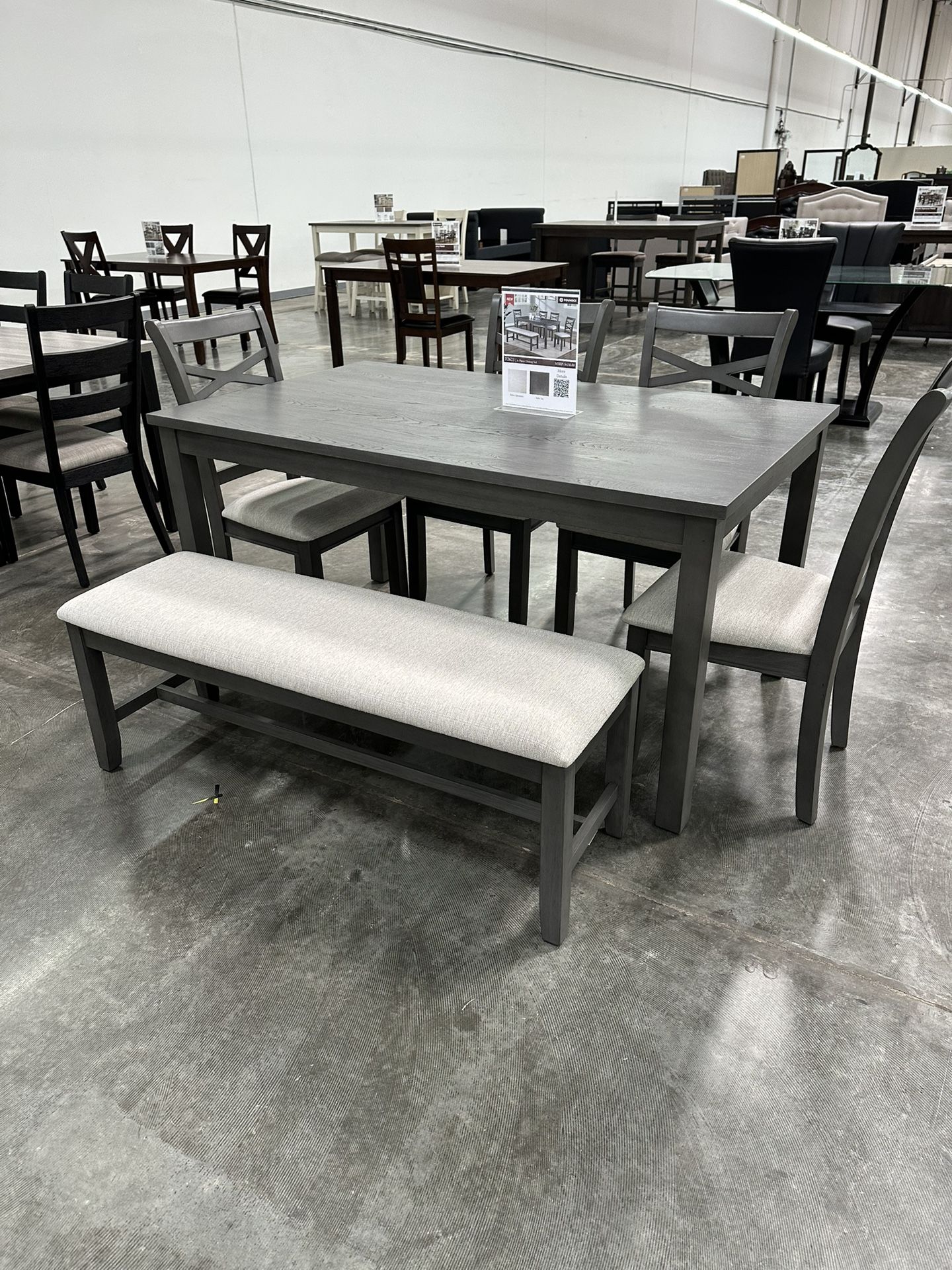 6 Pcs Dining Set Table + 4 Chairs + Bench Color: Espresso. Bonito Conedor De 6 Piezas Color Cafe. 💢 Comedor De 6 Piezas Nuevo En Caja