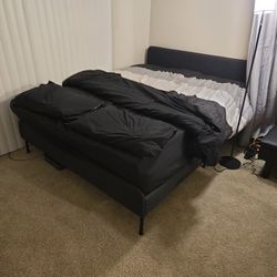 Like New IKEA Queen Bed (Frame + Mattress + Cover + Sheets + 3 Inch Memory Gel)