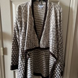 Flyaway Cardigan Color Warm Fudge / Oatmeal , Marca TIME AND TRU - Size L 