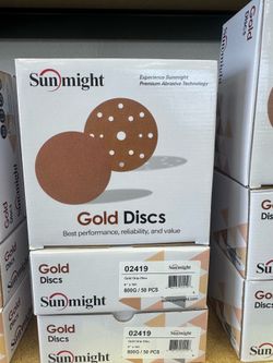 Sunmight Gold Grip Sanding Discs 6” 800 Grit – 50 Pack (New)