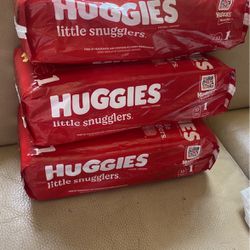3 Packs Of Huggies Diapers Size 1