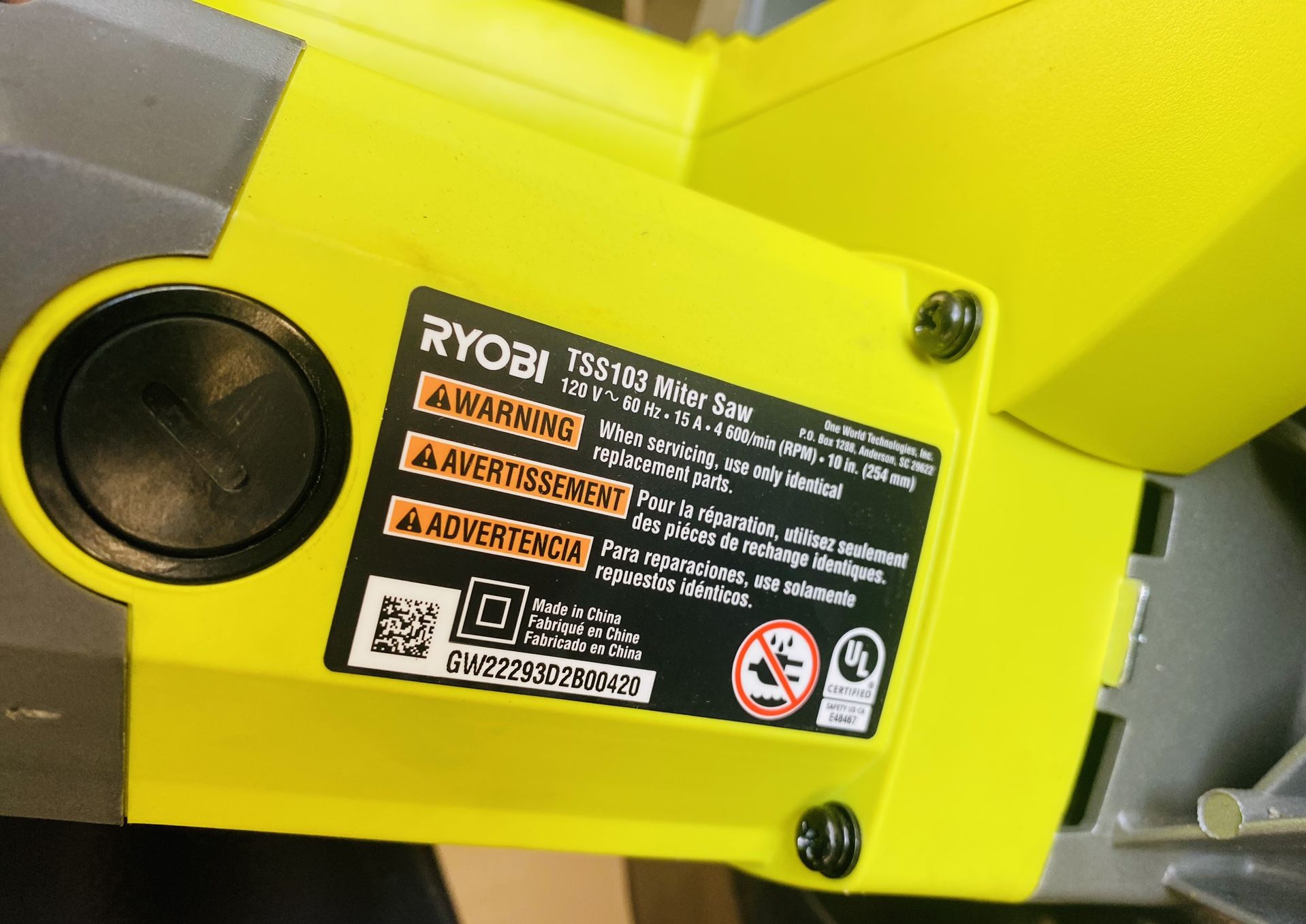 RYOBI TSS103 15 Amp 10 in. Corded Sliding Compound Miter Saw with LED Cutline In