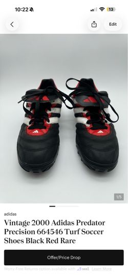 Vintage 2000 Adidas Predator Precision 664546 Turf Soccer Shoes Black Red Rare