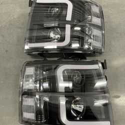 2007 - 2013 Chevy Silverado LED 3D headlights black housing negras luces