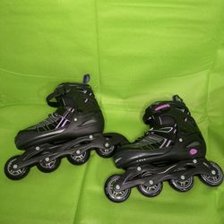 Black and Purple Adjustable Inline Skates SIze 5-8
