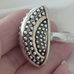 Vtg.Rare 960- Sterling Silver Domed Dotted Ring- Sz6