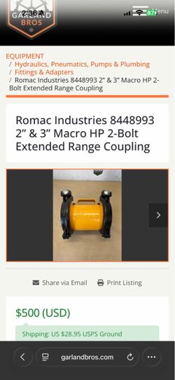 Romac Industries (contact info removed) 2” & 3” Macro HP 2-Bolt Extended Range Coupling