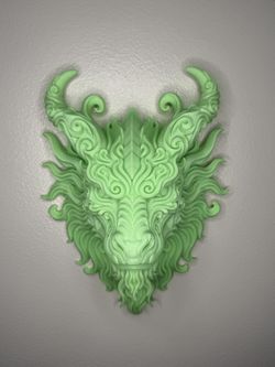 Glow Dragon Head Wall Art | 3D Printed Wall Decor