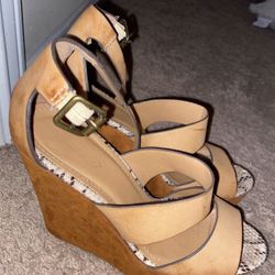 Bamboo Snakeskin Wedges