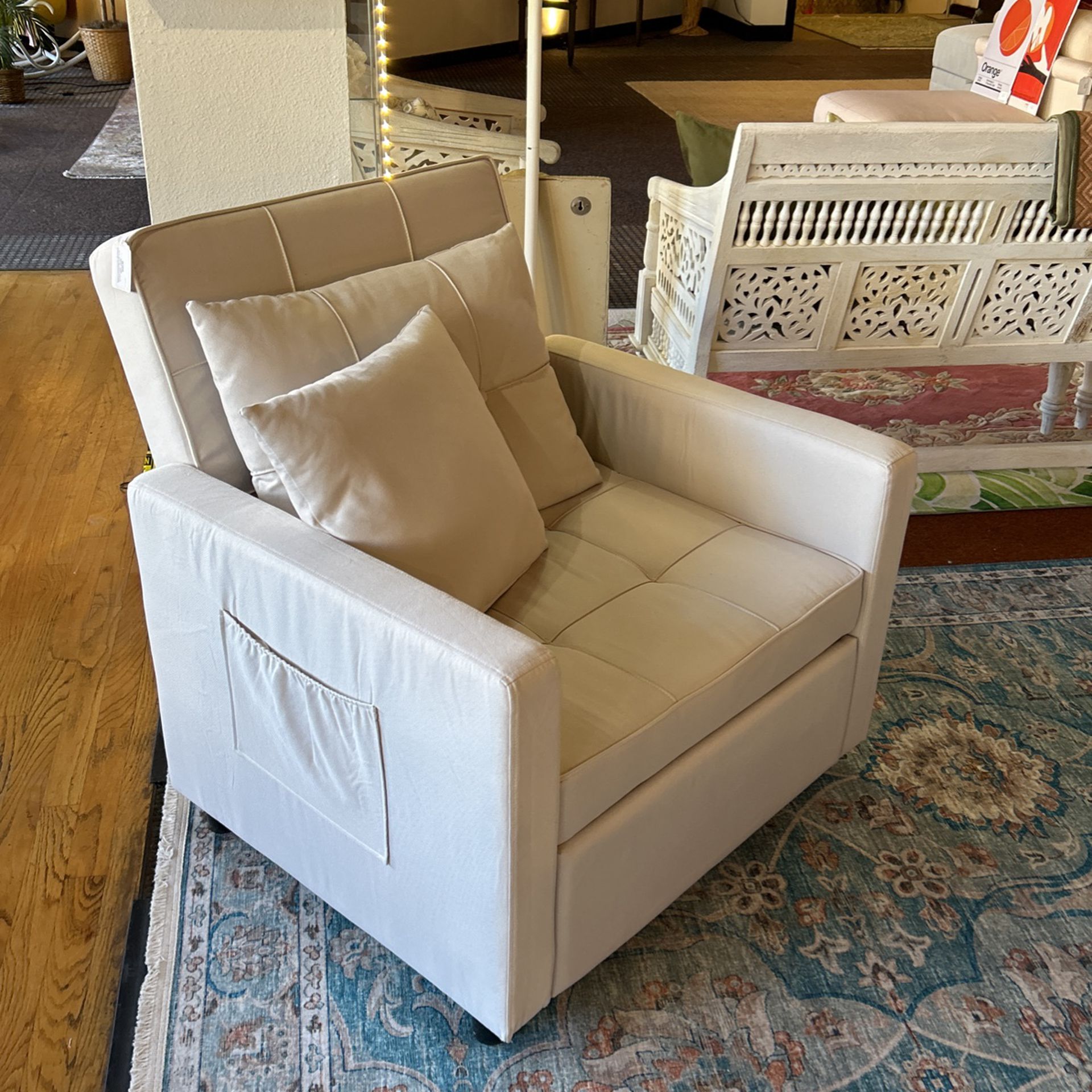 White Pullout Sleeper Accent Chair 