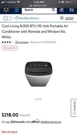 Cool living 8000 BTU PORTABLE EVAPORATE A/C