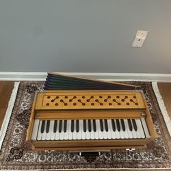 NEGOTIABLE Handmade K/2 Portable Harmonium – 3 Octave – Collapsible with Multicolor Bellows & Carrying Bag - New