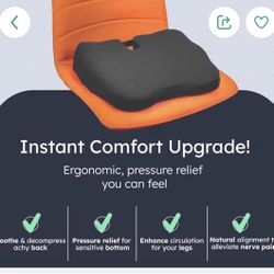 seat cushion Center Hole and Tailbone Cutout, Orthopedic Pain Relief Donut Seat Cushion for Coccyx, Sciatica, 