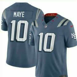 New! Drake Maye #10  New England Patriots  Rivalries Collection Game Player Jersey   XL