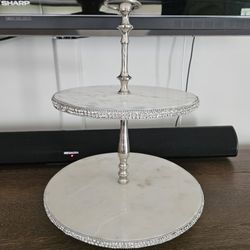 Marble Two Tier Server W Bling Sides. Very Sturdy.  Like New