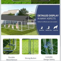 Petonly - Outdoor Dog Enclosure, Heavy Duty Mesh Large Cage, Steel Fence with Secure Lock (236 x 118 inches)$180