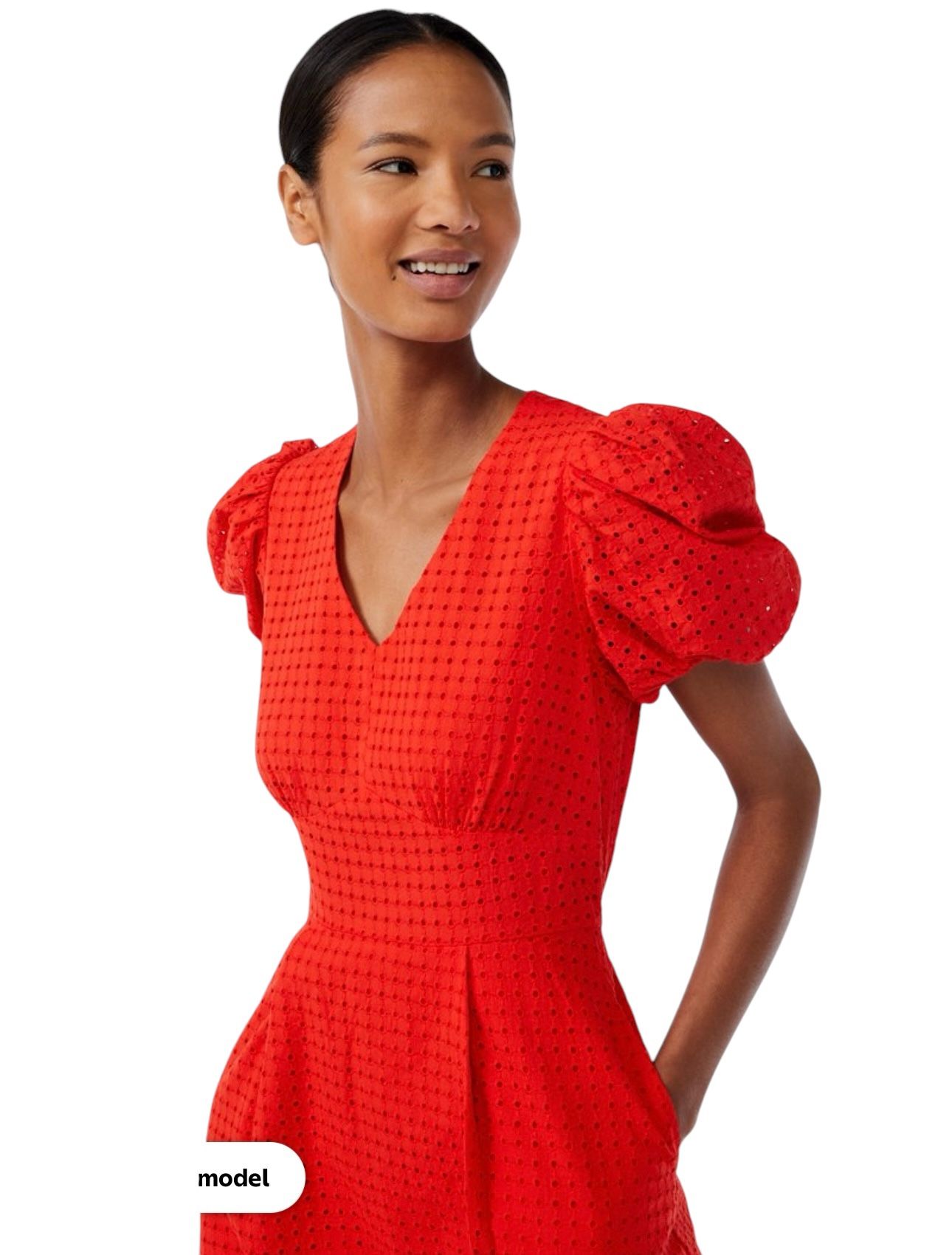 Red Eyelet Tryall Midi Dress