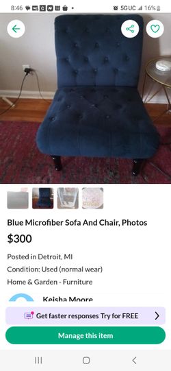 Blue Microfiber Couch And CHAIR