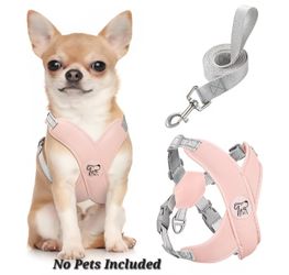 Pawaboo Small Dog Harness and Leash Set,pink