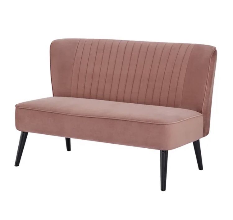 Pink Velvet Loveseat