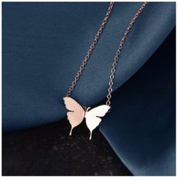 Butterfly Necklace for Women Girls 18K Gold Plated Dainty CZ Butterfly Pendant Necklace Cute Handmade Jewelry Gift for Her