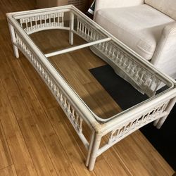 Coffee Table With Glass Top Rattan For $85