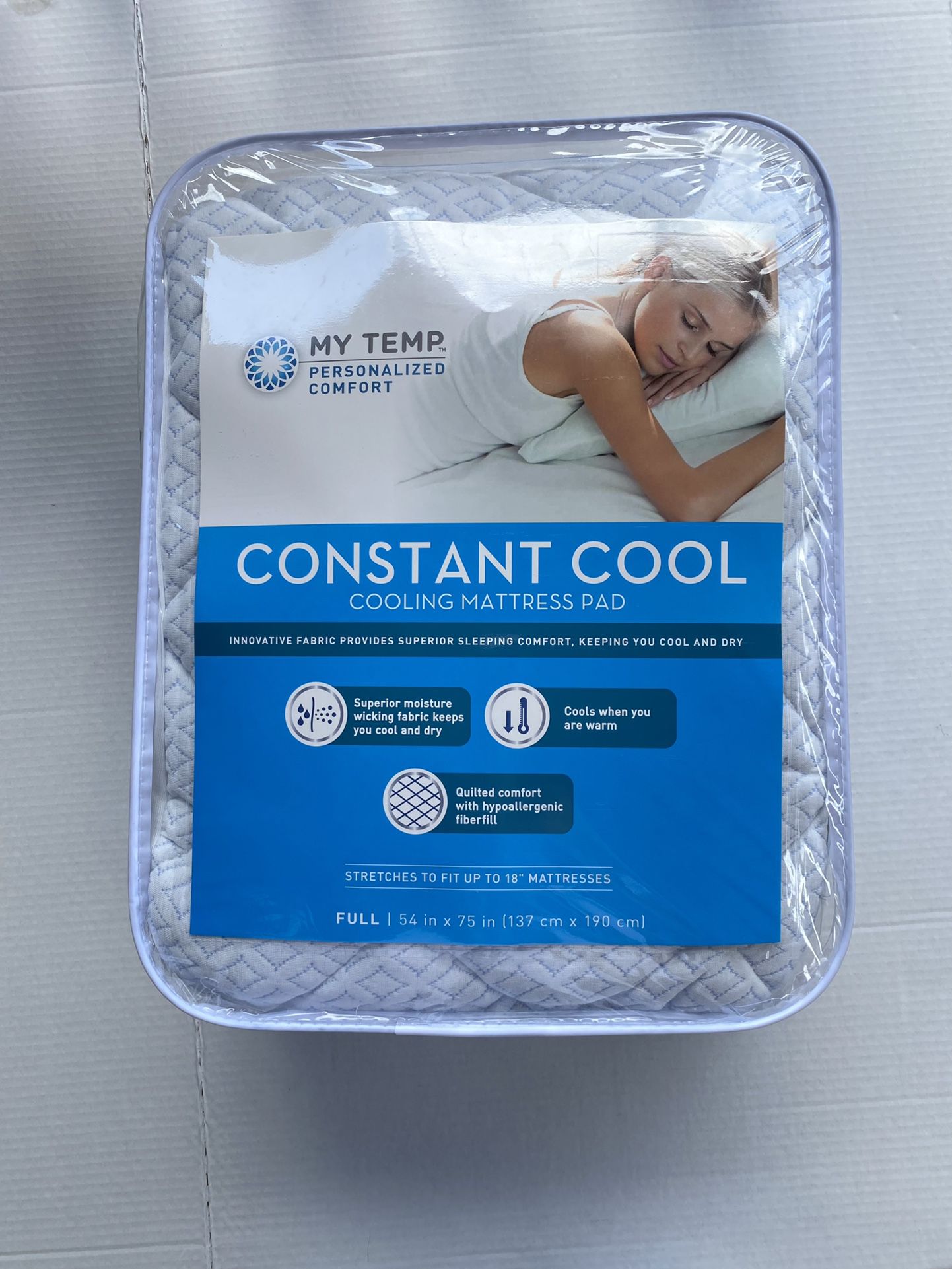 My Temp Personalized Confort Cooling Mattress Pad Sz Full  COOLING MATTRESS PAD INNOVATIVE FABRIC PROVIDES SUPERIOR SLEEPING COMFORT KEEPING YOU COOL 