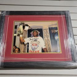 Vintage San Francisco 49ers Jerry Rice Signed Super Bowl Framed Photo Collectible
