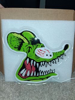 Rat Fink Neon Style Sign Ed Roth Hot Rod Car Culture Rat Fink Sign Rat Fink Lighted Sign