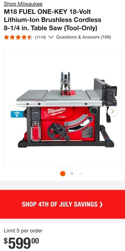 Milwaukee M18 Cordless Table Saw