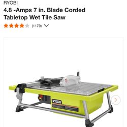 Ryobi 7” Wet Tile Saw