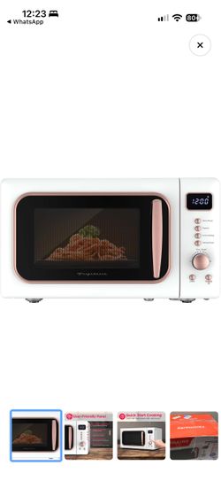 Frigidaire Retro Microwave 0.7 Cu Ft 700W, White and Pink — Small Dent, Please Read